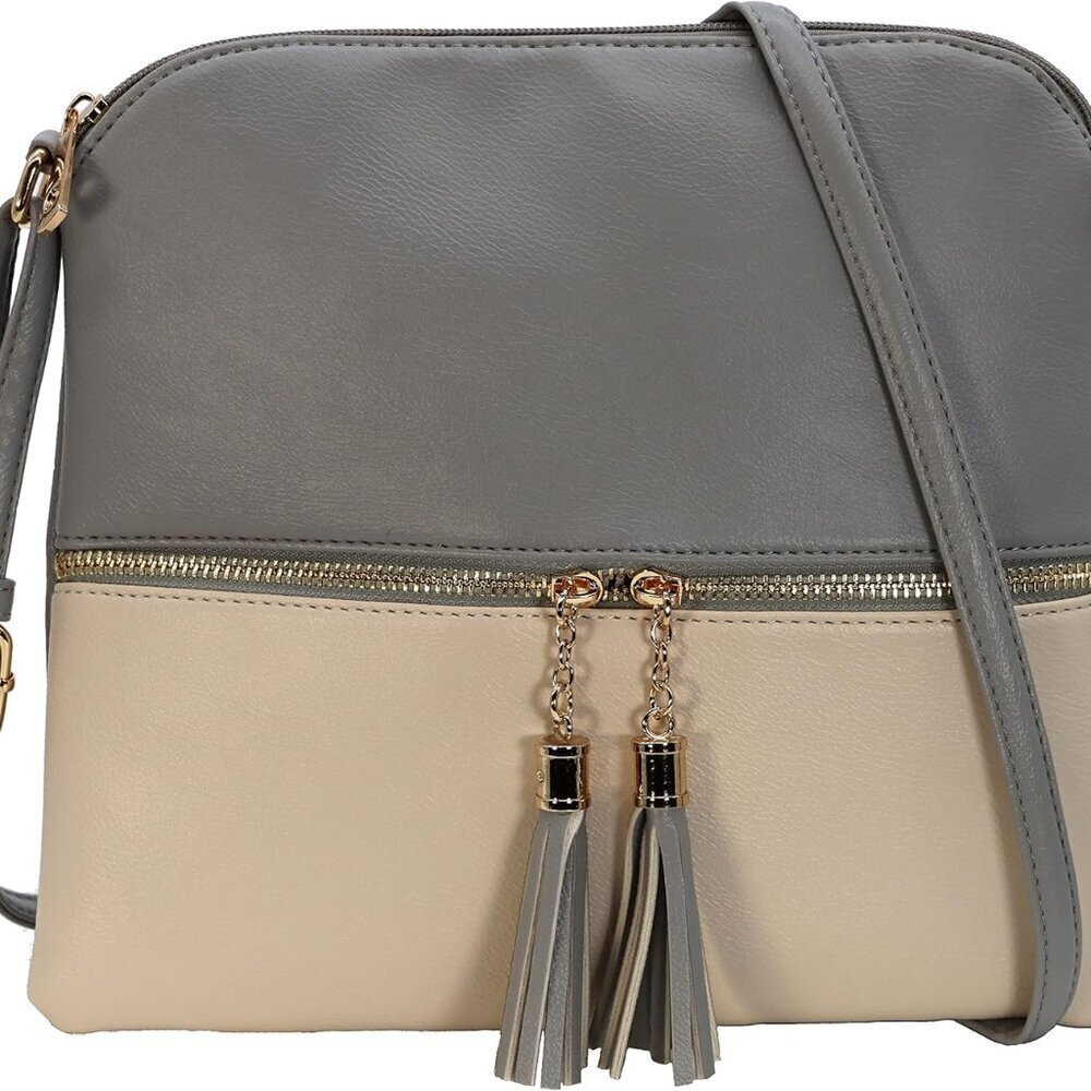 Medium PU Leather Crossbody Bag Women Compartments Adjustable Strap